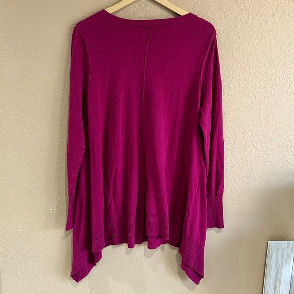 NWT LOGO by Lori Goldstein Cardigan Sweater Top Women Size M Fuscha Pink Button - Picture 5 of 8